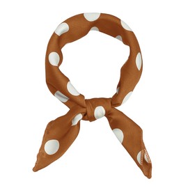 Allegra K Women's Scarf, Square, Silk-like, Dot Square Scarf, Neckerchief, Hair Decoration, Office, Uniform, Stylish, 19.7 inches (50 cm), brown (caramel)