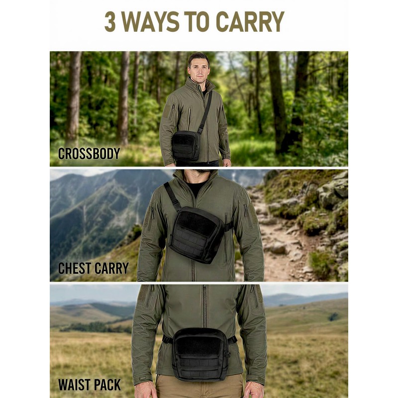 Small Tactical Messenger Bag for Men, 8.5" Shoulder Sling Waist