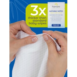 Nurture Rinse Free Bathing Wipes for Adults w/Aloe Waterless Cleansing for sensitive skin Disposable Adult Body Bath Wet Wipe for Disabled Bedridden (Pack of 40 (individually wrapped))