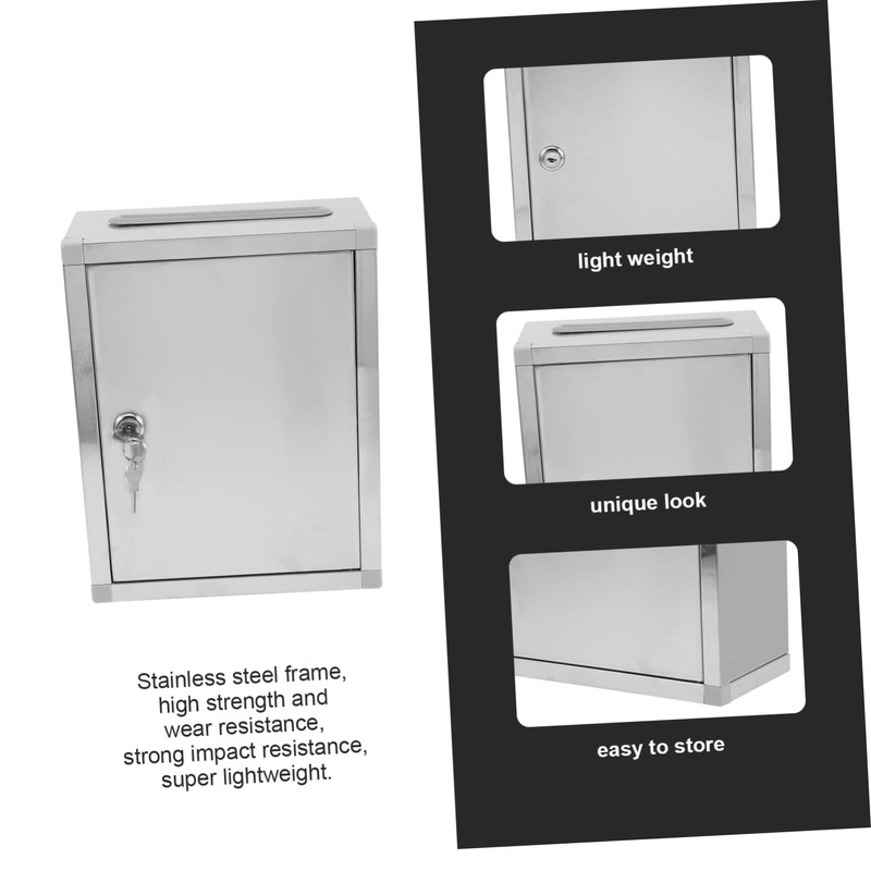 SEWACC Box Stainless Steel Public Suggestion Box Multifunctional Voting Complaint