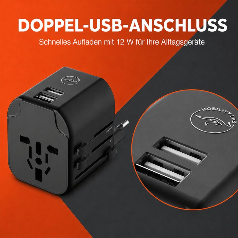Mobility Lab ML314044 - Travel Adapter with 2 USB-C Ports