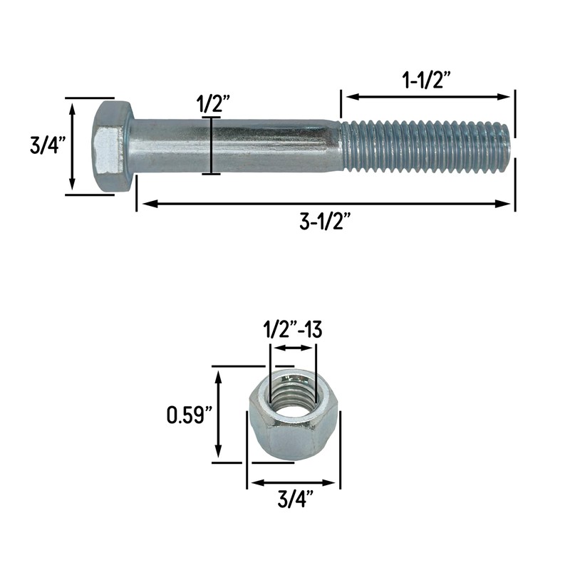 Grade 5 Shear Bolts for Rotary Cutters 1/2" x 3-1/2"
