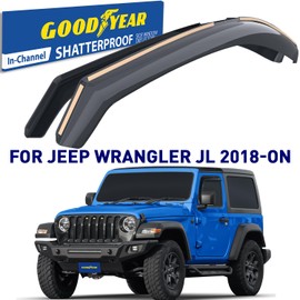 Goodyear Shatterproof in-Channel Window Deflectors for Jeep Wrangler JL 2018-2026, Rain Guards, Window Visors for Cars, Vent Deflector, Car Accessories, 2 pcs. - GY007922