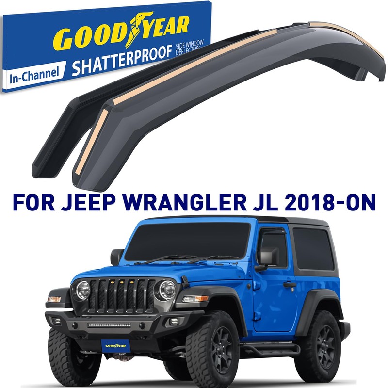 Goodyear Shatterproof in-Channel Window Deflectors for Jeep Wrangler JL 2018-2026,