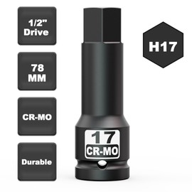 Aiourx 1/2-Inch Drive 17 mm Hex Impact Bit Socket, H17 Allen Bit Socket, Metric, Premium Cr-Mo Steel, for Automotive or Electrical Work