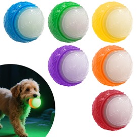 Mapneng 6PCS Glow in the Dark Dog Balls, Durable Squeaky Rubber Dog Toys, Floating Chew Balls for Aggressive Chewers & Night Play