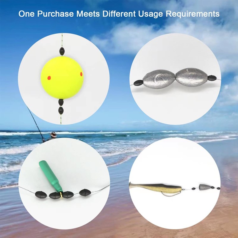 LadFath 720pcs Fishing Rubber Bobber Stoppers, 6 in 1 Bobber