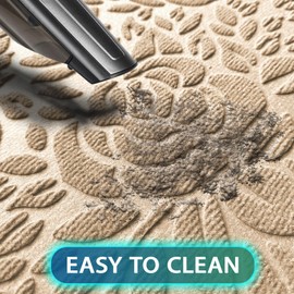 Bulijojo Front Door Mat Entrance,Durable Heavy Duty Welcome Mat,Thick Absorbent Natural Rubber Non Slip Mat,Sturdy Entryway Beige Flower, 17x30