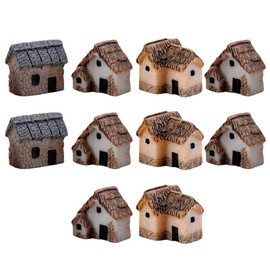 Angoily 10pcs Miniature Gardening Landscape Micro Village Stone Houses Thatched Huts DIY Bonsai Terrarium Crafts (Random Style)