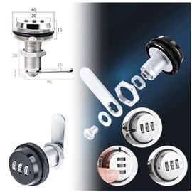 Pack of 2 Drawer Locks, Zinc Alloy, Password Mailbox Lock, Furniture Locks, 3 Digital Combination Lock, Practical Password Security Password Lock, Suitable for Security Drawer Doors