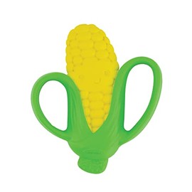 Infantino Lil' Nibbles Mordedor de silicona texturizada, sin BPA, suave y fácil de sostener, estimulación sensorial para bebés, maíz