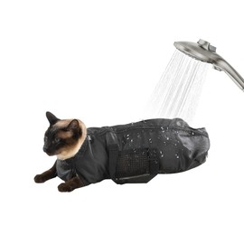 Cat Grooming Bag, Pet Mesh Bath Resistant Multifunctional Breathable Restraint Cat Bag for Bathing, Injecting, Examining Nail Cutting