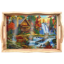 Leatrice Serving Trays Diamond Painting Kits for Adults Beginners Diamond Arts Wooden Trays for Table Decor Plateau de Service Living Room 7.8x11.8 Inches Waterfall style