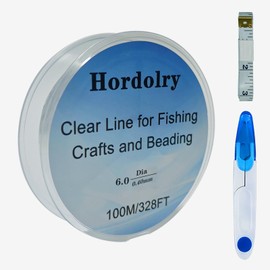 Hordolry 0.4mm Clear Fishing Line, 328FT Invisible Fishing Wire, Lower Memory Extruded Nylon Monofilament Line with UV Protection for Freshwater & Saltwater, Hanging Decorations, Beading