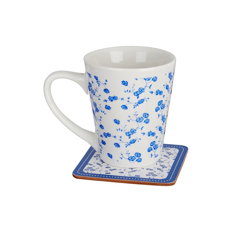 Premier Housewares Blue Rose Coasters - Set of 4