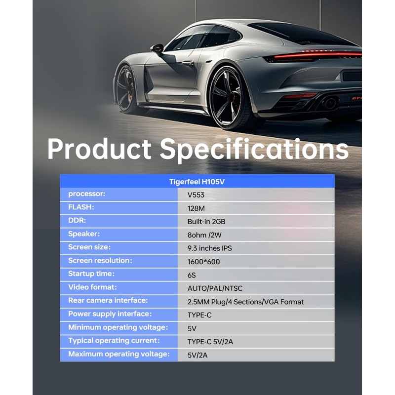 TIGERFEEL Portable Carplay Screen for Car,9.3Inch Carplay & Android Auto