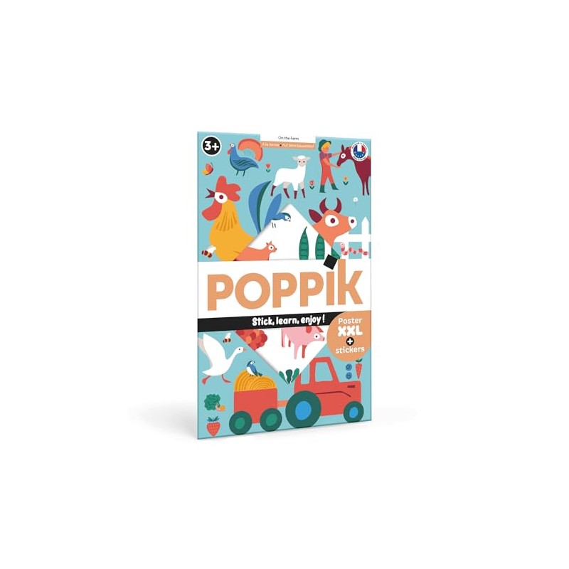 POPPIK 1841150 Sticker Poster, Farm Interactive Educational Poster with Stickers,