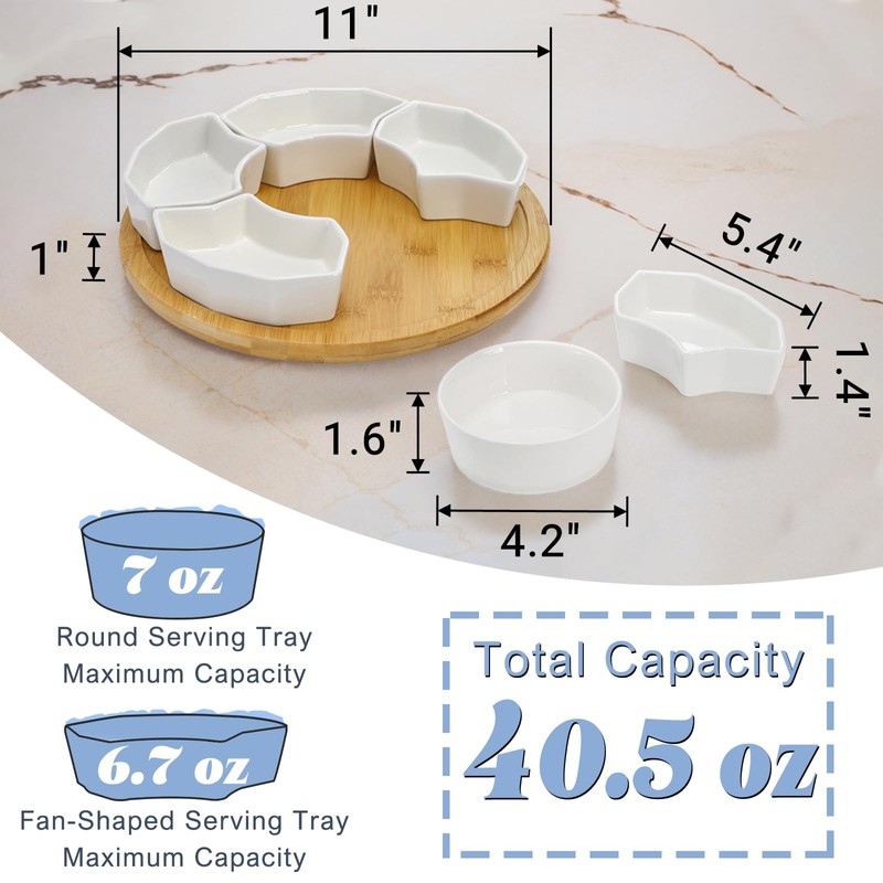 SOUJOY 11'' Lazy Susan Serving Tray, Porcelain 360° Rotatable Serving