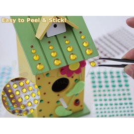 8mm SS40 Crystal AB Self Adhesive Acrylic Rhinestones Plastic Face Gems Stick On Body Jewels for DIY Cards and Invitations Crafts Bling Sticker - 5 Sheets - 250PCS