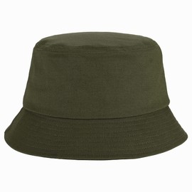 Umeepar Unisex Cotton Packable Bucket Hat Sun Hat Plain Colors for Men Women (A Plain Dark Green)