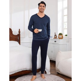 Bresdk Men's Long Winter Cotton Sleepwear Men's Gift, blue