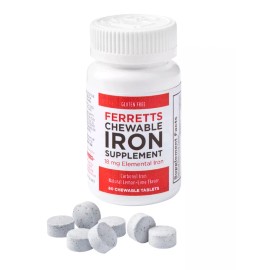 Ferretts Chewable iron supplement (18mg Elemental Iron), 60 tablets
