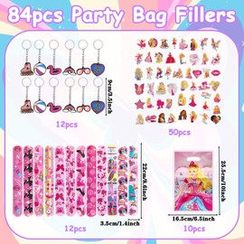84pcs Party Bag Fillers for Kids, Birthday Party Favors Set Assorted Pinata Toys with Stickers Snap Bracelets Keychains Gift Bags Supplies for Kids Christmas Decor Goodie Bag School Game Gifts Rewards
