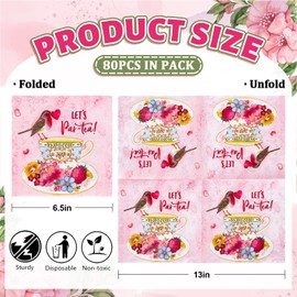 JarThenaAMCS 80Pcs Tea Party Paper Napkins Vintage Floral Teacup Disposable Napkins Let’s Par Tea Luncheon Dinner Table Napkins for Wedding Birthday Baby Shower Party Supplies