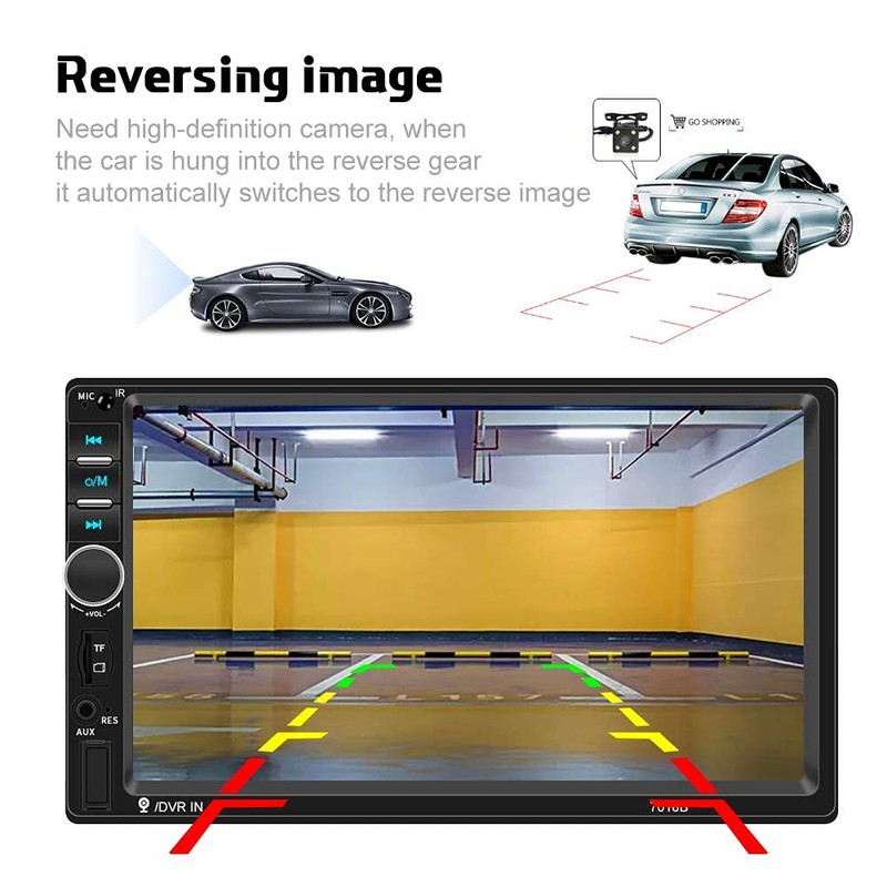 Camecho Car Radio Double Din Car Stereo 7" LCD Touch