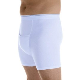 1-Pack Men's White Maximum Absorbency Washable Reusable Incontinence H-Fly Boxer Briefs XL (Waist 42-44")