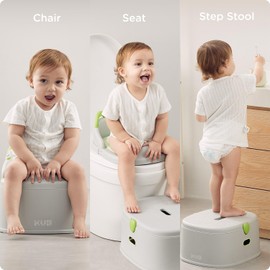 KÜB 3-in-1 Potty Training Toilet (Chair, Seat, Step Stool) - 9 CM Splash Guard, One-Click Assembly, Easy to Clean - Versatile Toddler Potty Trainer for Boy Girl - Grey