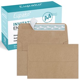 Eupako A4 Brown Photo Envelopes 4x6, 100 Pack Self Seal Envelopes for 4x6 Cards, Photos, Invitations, Wedding, Graduation, Baby Shower, 4.25 x 6.25 Inches