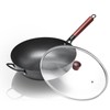 Wrought Iron Flat Bottom Wok with Glass Lid – Detachable