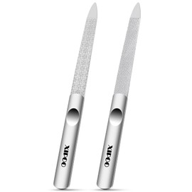 Metal Nail File 2 Pcs, Nail Files for Natural Nails, Fingernail Files with Sharp Pointed Tip Anti-Slip Handle, Nail Filer Made of Stainless Steel, Finger Nail Files for Women and Men