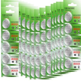 SKOANBE 100Packs CR2025 2025 3V Lithium Battery