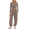 Fisoew Women's 2 Piece Lounge Sets Casual Long Sleeve Crossover