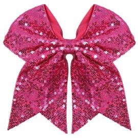 Pinzas para El Cabello con Lazos Grandes de Lentejuelas de 7", Pinza para El Cabello con Lazo de Animadora Rosa Fuerte con Brillantina, Lazos Grandes para El Cabello, Accesorios para El Cabell