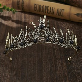 ASTRUE Sparkling Crystal Tiaras & Crowns for Women & Girls Rococo Victorian Wedding Accessories (B-Ancient Silver, onesize)