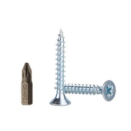 (Pack of 400 pcs) Zinc Plated Steel Wood Screws 3.5 x 25 mm, Pozi-drive Head Screws, Fasteners, Countersunk, Chipboard Screws (400)