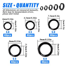 Stainless Steel Split Ring for Fishing Lures 200pcs Jig Split Ring Saltwater Fishing Tackle Line Connector Split Rings Freshwater Loop for Lure Making (Black)
