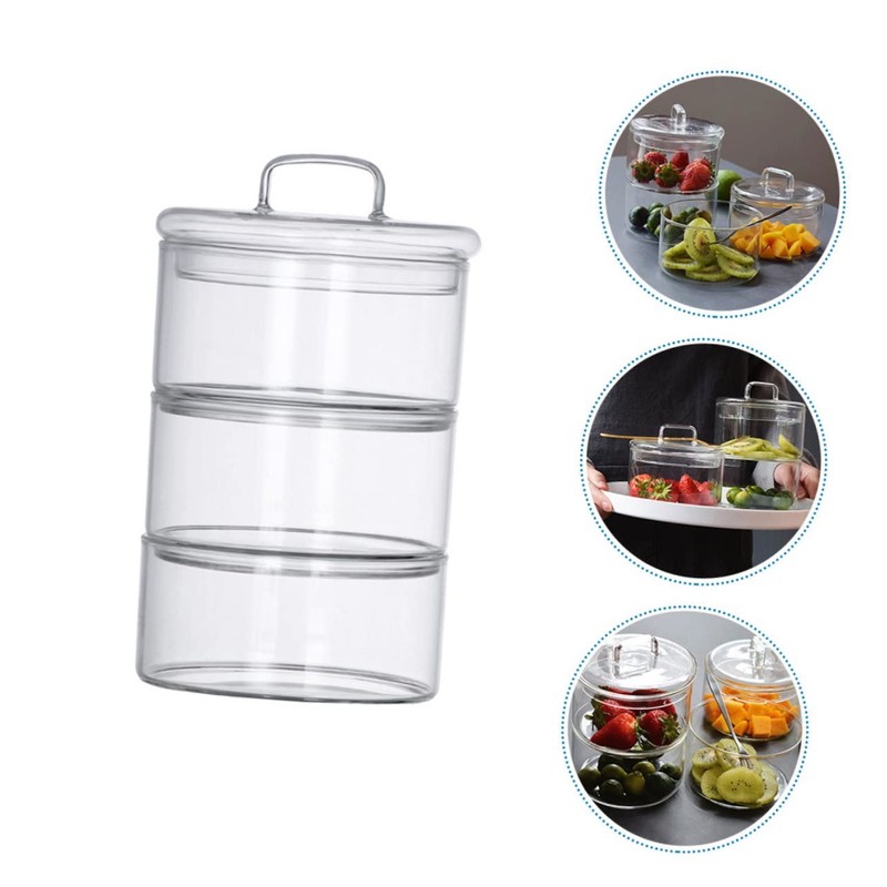 ULTECHNOVO 1Set Stackable Fresh Keeping Bowls for Salad and Grain