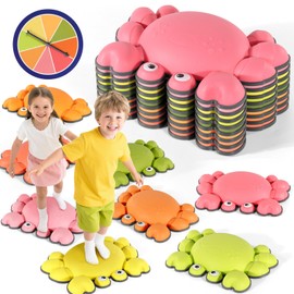 TOPNEW Crab Stepping Stones for Kids, 8PCS Non-Slip Toddler Stepping Stones for Promoting Children's Balance Coordination Skills, Obstacle Courses Sensory Toys Outdoor Indoor Play for Kids 3+