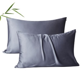 2 Pack Cooling Pillow Cases,Viscose Derived from Bamboo Pillow Protectors King Size Set of 2, 400 Thread Count Soft Silky Breathable Summer Pillow Cover with Zipper Hidden (2PCS, Darkgrey, King)