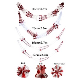 HOVUK®Christmas Hanging Ceiling,Wall Decoration Foil Garland,Bell,Ball,SnowFlake Decoration (Red/White, Set of 7 Decoration)