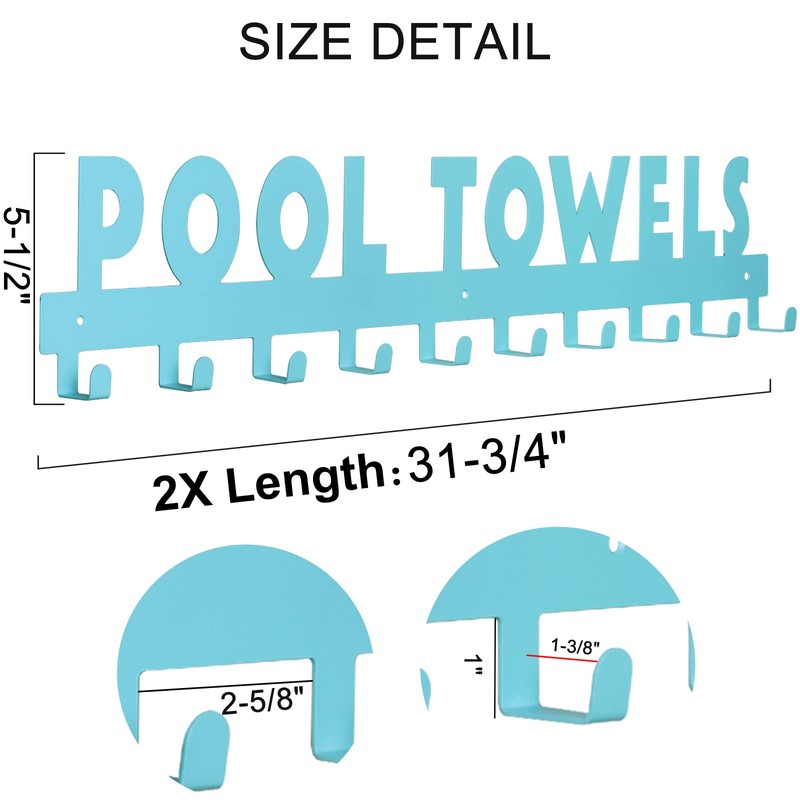 IBosins Large Pool Towel Rack with 10 Hooks, Towel Holder
