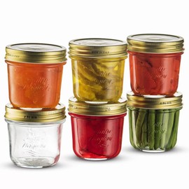 Bormioli Rocco Quattro Stagioni Set of 6 Clear Airtight Mason Jars, 8.5 Oz. Made from Food Safe Durable Glass, Made in Italy.