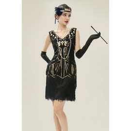 BABEYOND 1920s Flapper Accessories Gatsby Costume Accessories Set 20s Flapper Headband Pearl Necklace Gloves Plastic Holder
