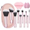 15 Piezas Brochas para Maquillaje con 10 Brochas, 2 Esponjas,