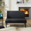 STHOUYN STHOUYN 43" W Mini Small Black Leather Couch Armless