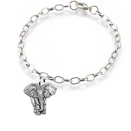 pp-a01 Elephant fine lead free English Pewter on a belcher link chain anklet bracelet